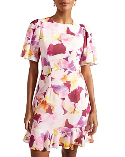 Hobbs London Iona Floral Print Dress In Pink Multi
