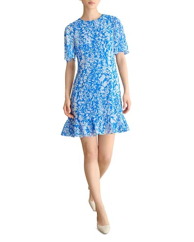 Hobbs London Iona Floral Print Mini Dress In Blue