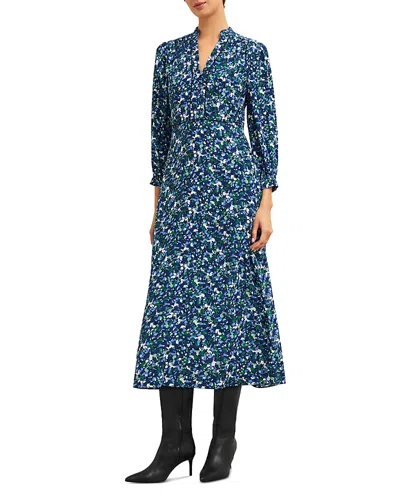 Hobbs London Iris Printed Midi Dress In Green Multi