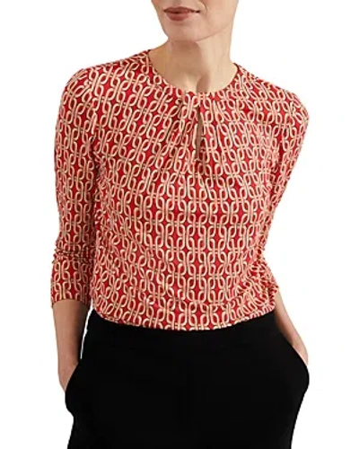 Hobbs London Julia Printed Top In Red