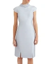 Hobbs London Katherine Embellished Neck Dress In Pale Blue