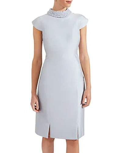 Hobbs London Katherine Embellished Neck Dress In Pale Blue