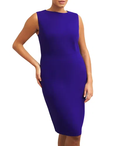 Hobbs London Silvia High V Neck Dress In Cobalt Blue