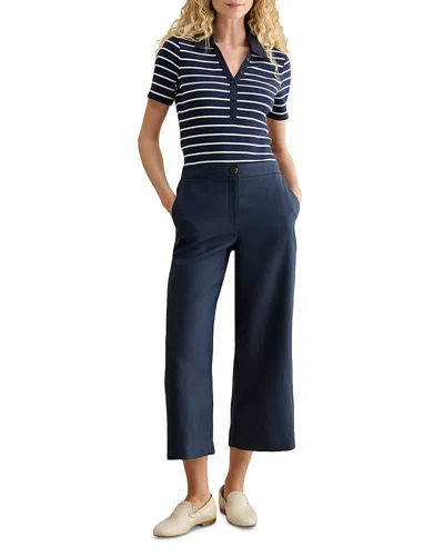 Hobbs London Lillie Cropped Linen Trousers In Blue