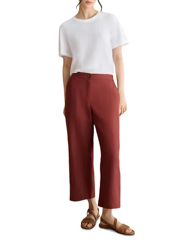 Hobbs London Lillie Cropped Linen Trousers In Brown