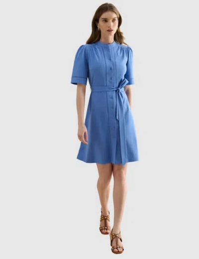 Hobbs London Livvie Belted Mini Shirt Dress In Blue