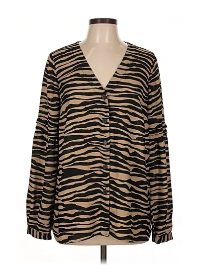 Pre-owned Hobbs London Long Sleeve Blouse In Brown