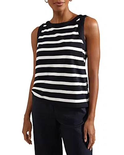 Hobbs London Maddy Cotton Striped Top In Navy Ivory