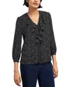 Hobbs London May Ruffle Front Blouse In Black Ivory