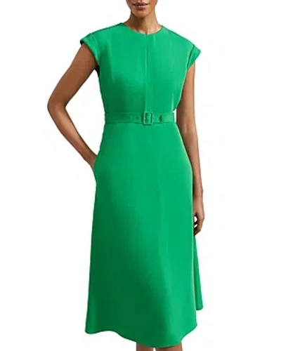 Hobbs London Meera Belted Midi Dress In Cilantro Green