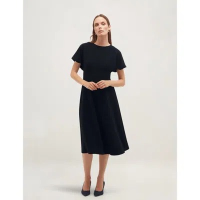 Hobbs London Melina Tailored Seam Midi Dress In Navy
