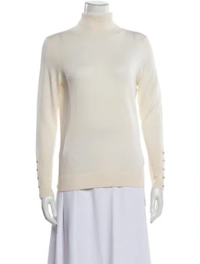 Pre-owned Hobbs London Merino Wool Turtleneck Sweater In Neutral