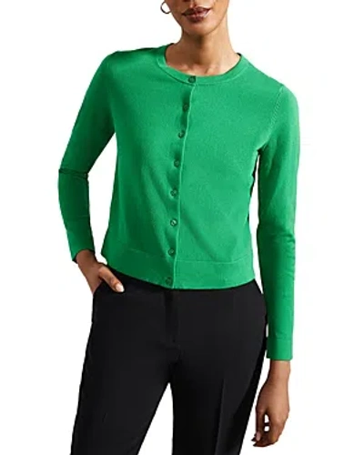 Hobbs London Michelle Crewneck Cardigan In Cilantro Green