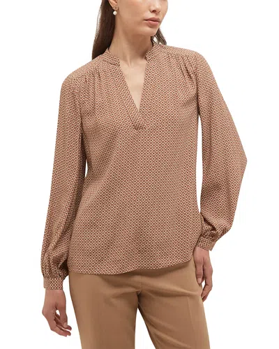 Hobbs London Mila Split Neck Blouse In Brown
