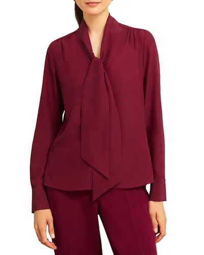 Hobbs London Mimi Silk Blouse In Burgundy