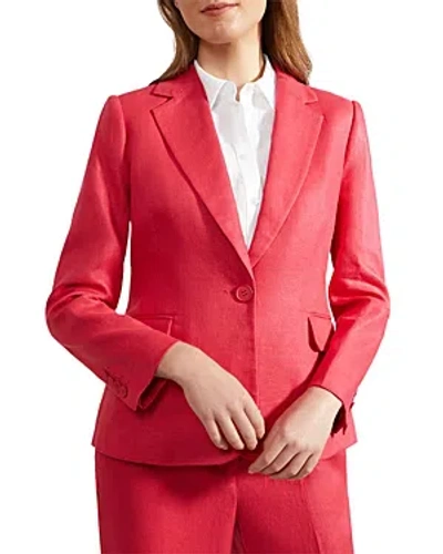 Hobbs London Mirabel Linen Single Breasted Jacket In Raspberry