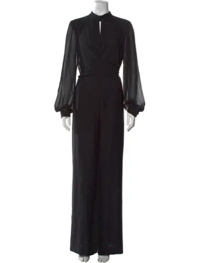 Pre-owned Hobbs London Mock Neck Jumpsuit In Black