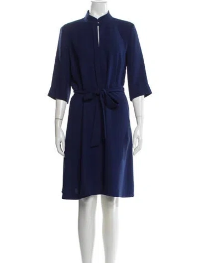 Pre-owned Hobbs London Mock Neck Knee-length Dress In Blue