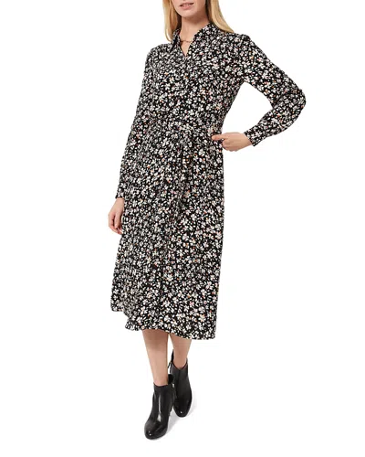 Hobbs London Morgen Belted Floral Print Shirt Dress In Black Multi