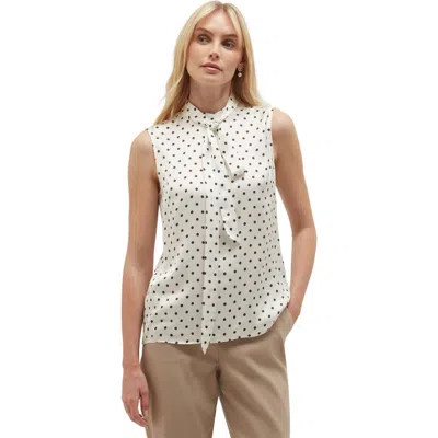 Hobbs London Natasha Tie-neck Polka Dot Blouse In White