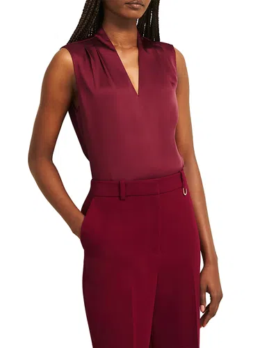 Hobbs London Nina Satin Blouse In Burgundy
