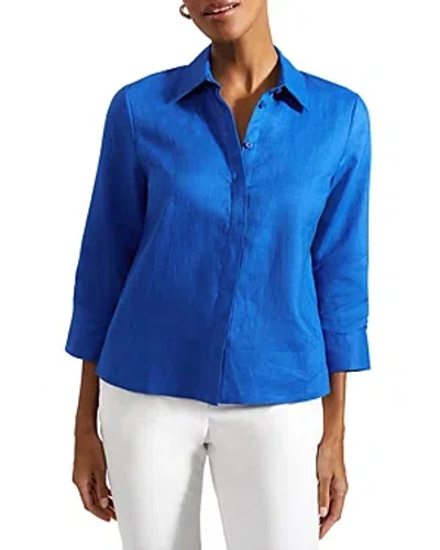 Hobbs London Nita Linen Shirt In Atlantic Blue