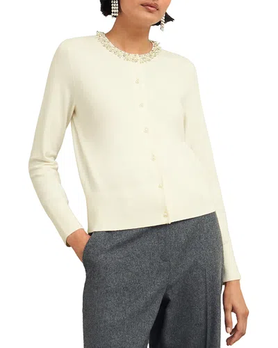 Hobbs London Oakley Beaded Cardigan In Ivory