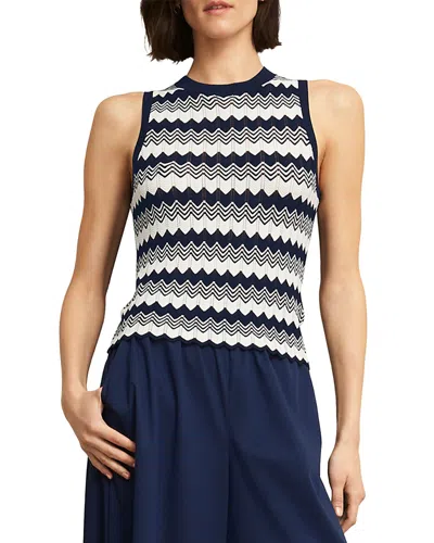 Hobbs London Osterley Knitted Top In Navy Ivory