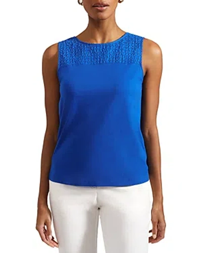 Hobbs London Paige Broderie Top In Atlantic Blue