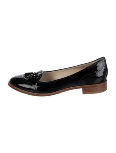 Pre-owned Hobbs London Patent Leather Colorblock Pattern Loafers In Black