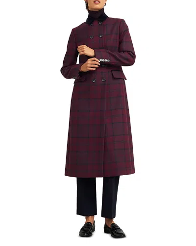 Hobbs London Patricia Plaid Double Breasted Coat In Pink Multi