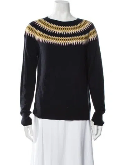 Pre-owned Hobbs London Patterned Crew Neck Sweater In Blue
