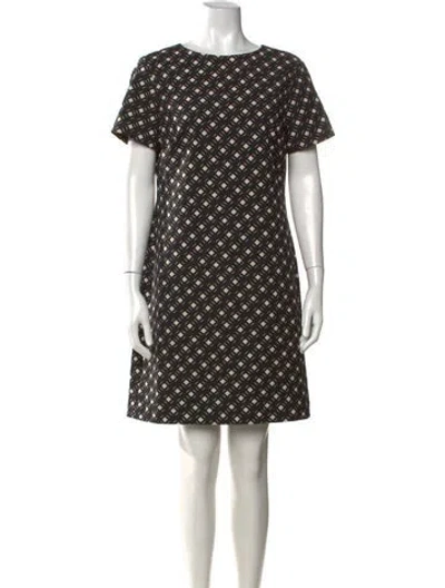 Pre-owned Hobbs London Patterned Knee-length Dress In Black