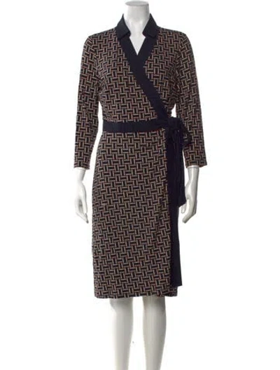 Pre-owned Hobbs London Patterned Knee-length Dress In Black