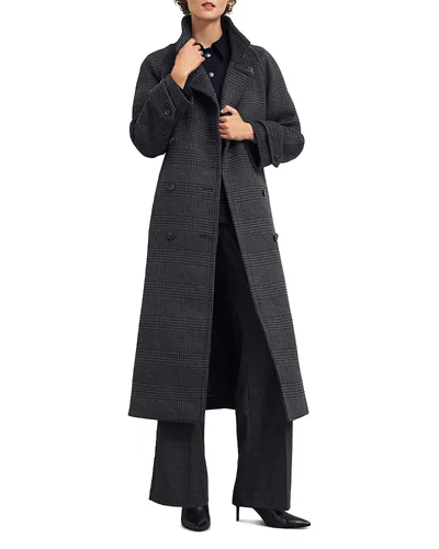 Hobbs London Peckworth Plaid Double Breasted Long Coat In Grey Multi