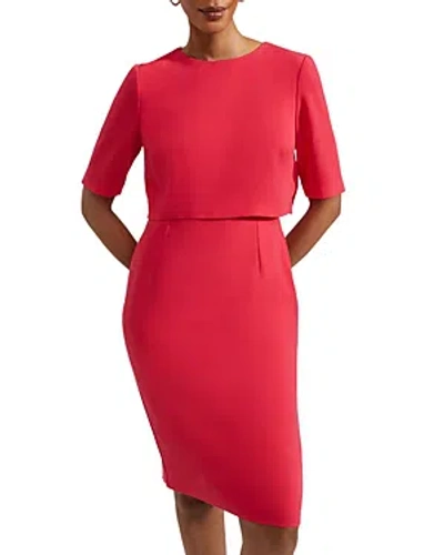 Hobbs London Penelope Layered Look Sheath Dress In Rouge Pink