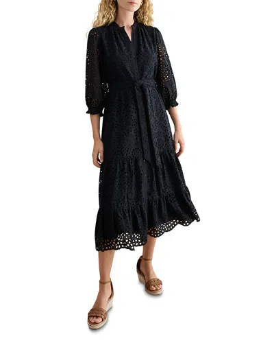 Hobbs London Petite Cianna Embroidered Dress In Black