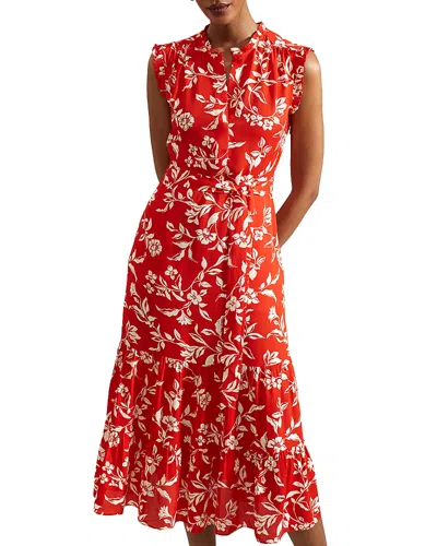 Hobbs London Petite Elsa Floral Print Dress In Red Buttercream