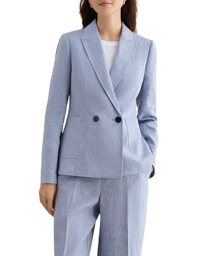 Hobbs London Petite Estella Linen Blazer In Blue