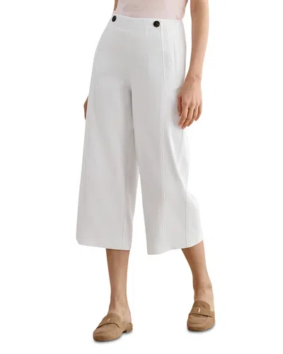 Hobbs London Petite Kimmi Wide Leg Cropped Trousers In White