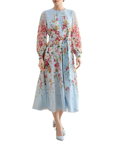Hobbs London Petite Liberty Silk Dress In Blue