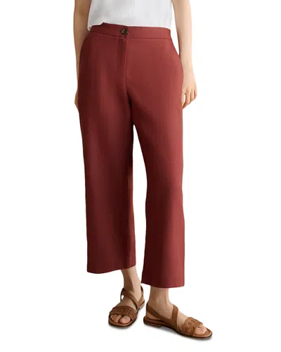 Hobbs London Petite Lillie Cropped Linen Trousers In Burgundy