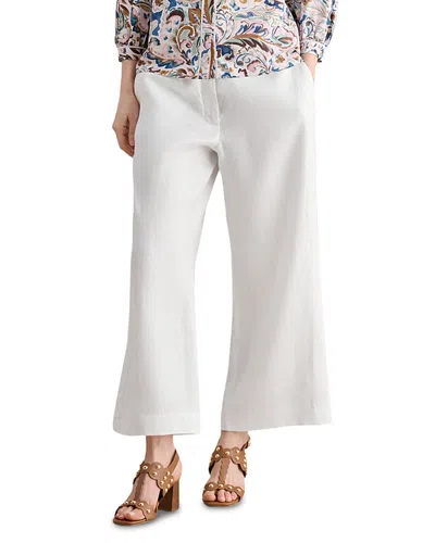 Hobbs London Petite Lillie Cropped Linen Trousers In White