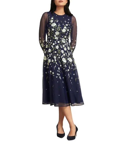 Hobbs London Petite Lois Embroidered Dress In Blue