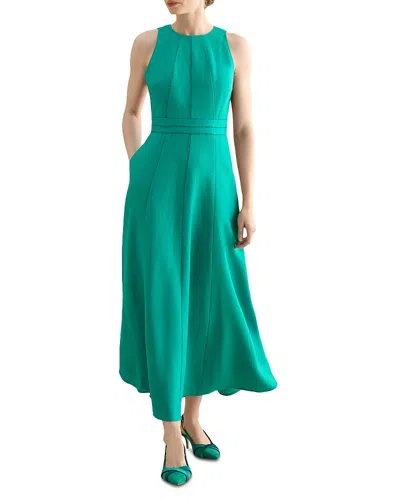 Hobbs London Petite Matilda Trimmed Linen Dress In Green