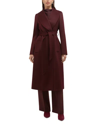 Hobbs London Petite Sara Wool Belted Coat In Burgundy