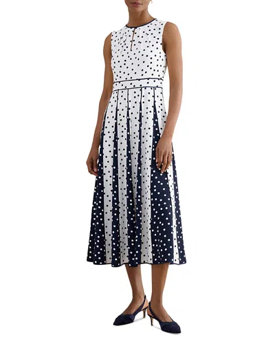 Hobbs London Petites Angelica Floral Keyhole Neck Midi Dress In White