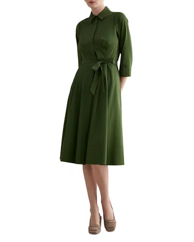Hobbs London Petites Brigitta Button Front Midi Dress In Green