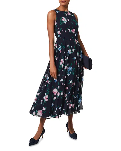 Hobbs London Petite Carly Midi Dress In Navy Multi