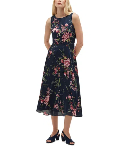 Hobbs London Petites Carly Textured Satin Dress In Blue
